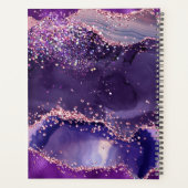 Elegantes dunkles Lila und rosa Glitzer Agate Mono Planer (Rückseite)