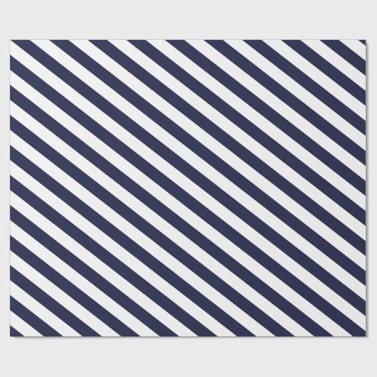 Elegantes dunkles Navy Blau und Weiß Streifen Must Geschenkpapier (Flach)