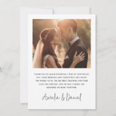 Elegantes, dunkles Overlay-Foto Dankeskarte (Rückseite)