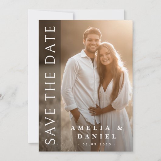 Elegantes, dunkles Overlay-Foto Save The Date (Vorderseite)