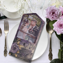 Elegantes, dunkles Pflaumenmuster Lila Rose Foto Q All In One Einladung