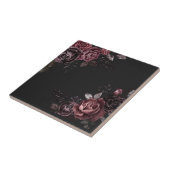 Elegantes dunkles schwarzes romantisches Rosen-Blu Fliese (Seite)