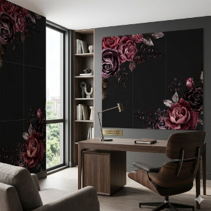 Elegantes dunkles schwarzes romantisches Rosen-Blu Fliese