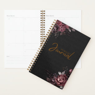 Elegantes dunkles schwarzes romantisches Rosen-Blu Planer