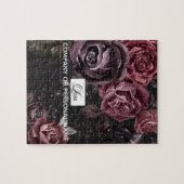 Elegantes dunkles schwarzes romantisches Rosen-Blu Puzzle (Horizontal)