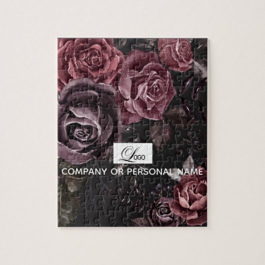 Elegantes dunkles schwarzes romantisches Rosen-Blu Puzzle (Vertikal)