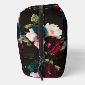 Elegantes dunkles Türkis-Rot-Blumen-Monogramm Waschbeutel (Rechts)