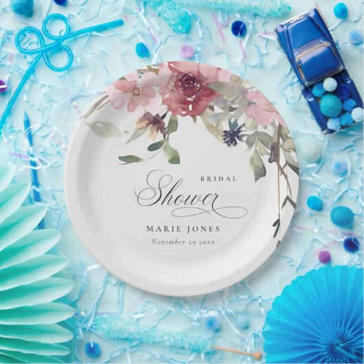 Elegantes Dusky Blush Rose Brautparty Pappteller (Party)