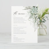 Elegantes Dusky Leafy Fern Succulent Wedding Menu Menükarte (Stehend Vorderseite)