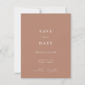 Elegantes Dusty Beige Pink Minimalistisches Script Save The Date (Vorderseite)