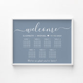 Elegantes Dusty Blue 7 Table Wedding Chart Poster