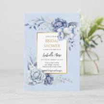 Elegantes Dusty Blue and Gold Floral Brautparty