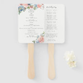Elegantes Dusty Blue and Rose Floral Swag Programm Fächer (Vorne und Hinten)