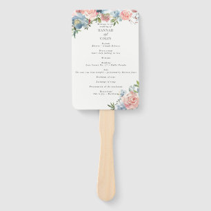Elegantes Dusty Blue and Rose Floral Swag Programm Fächer
