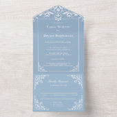 Elegantes Dusty Blue auf einer Hochzeit All In One Einladung (Innen)