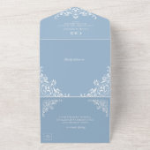 Elegantes Dusty Blue auf einer Hochzeit All In One Einladung (Außenbereich)