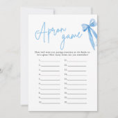 Elegantes Dusty Blue Bow Brautparty Schürze Game Einladung (Vorderseite)