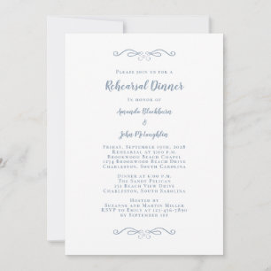Elegantes Dusty Blue Chic Hochzeit Probe Dinner Einladung