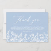 Elegantes Dusty Blue Floral Brautparty Dankeskarte (Vorderseite)