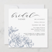 Elegantes Dusty Blue Floral Brautparty Einladung (Vorderseite)