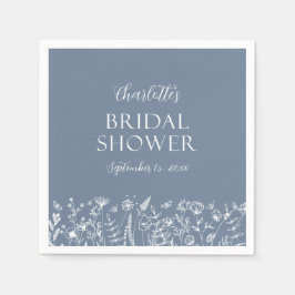 Elegantes Dusty Blue Floral Brautparty Serviette