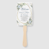 Elegantes Dusty Blue Floral Foliage Hochzeitsprogr Fächer (Vorderseite)