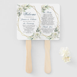 Elegantes Dusty Blue Floral Foliage Hochzeitsprogr Fächer