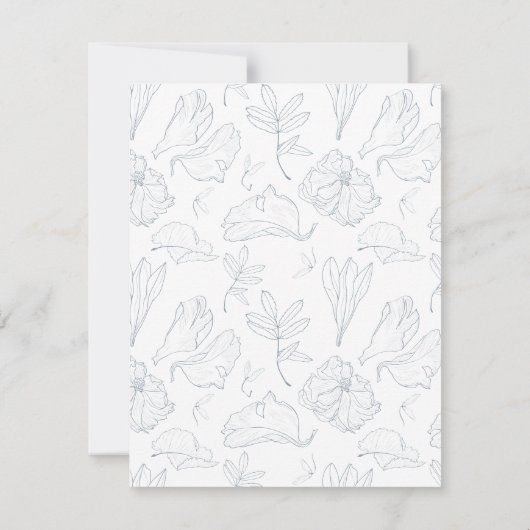 Elegantes Dusty Blue Floral Hochzeit Probe Dinner Einladung (Rückseite)