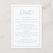 Elegantes Dusty Blue Floral Wappen Hochzeiten Deta Begleitkarte (Vorderseite)