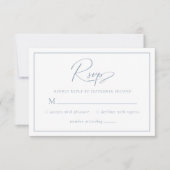 Elegantes Dusty Blue Floral Wedding Monogram Wappe RSVP Karte (Vorderseite)