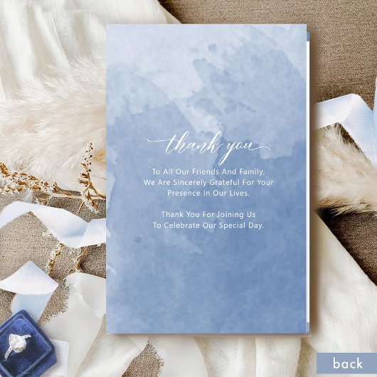 Elegantes Dusty Blue Folded Wedding Zeremony Progr