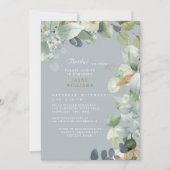 Elegantes Dusty Blue Foliage Wedding Brautparty Einladung (Vorderseite)
