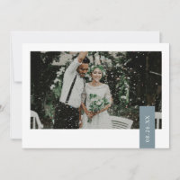 Elegantes Dusty Blue Green Ribbon Foto Hochzeit