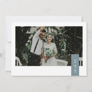 Elegantes Dusty Blue Green Ribbon Foto Hochzeit Dankeskarte