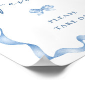 Elegantes Dusty Blue Hand Drawn Bow Brautparty Poster (Ecke)