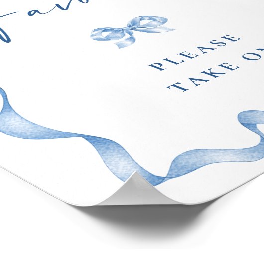 Elegantes Dusty Blue Hand Drawn Bow Brautparty Poster (Ecke)