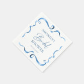 Elegantes Dusty Blue Hand Drawn Bow Brautparty Serviette (Ecke)