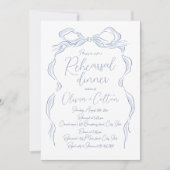Elegantes Dusty Blue Hand Drawn Bow Probe Dinner Einladung (Vorderseite)