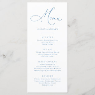 Elegantes Dusty Blue Light Blue Minimalistisch Fla Menükarte