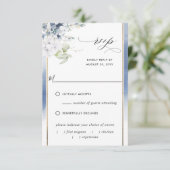 Elegantes Dusty Blue, mit/außerhalb der Essenszeit RSVP Karte (Stehend Vorderseite)