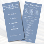 Elegantes Dusty Blue Monogram Modern Wedding Progr Programm