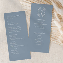 Elegantes dusty blue Monogram Wappen Wedding Progr