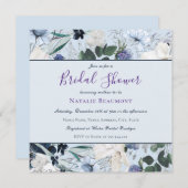 Elegantes Dusty Blue & Navy Brautparty Einladung (Vorne/Hinten)