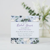 Elegantes Dusty Blue & Navy Brautparty Einladung (Stehend Vorderseite)