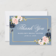 Elegantes Dusty Blue Pink Floral Gold Brautparty