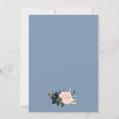 Elegantes Dusty Blue Pink Floral Gold Brautparty Einladung (Rückseite)