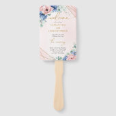 Elegantes dusty Blue Rosa Aquarellblumenprogramm Fächer (Vorderseite)