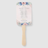 Elegantes dusty Blue Rosa Aquarellblumenprogramm Fächer (Rückseite)