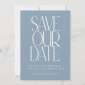 Elegantes Dusty Blue Simple Modern Trendy Foto Save The Date (Vorderseite)