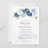 Elegantes Dusty Blue Watercolor Brautparty Einladung (Vorderseite)